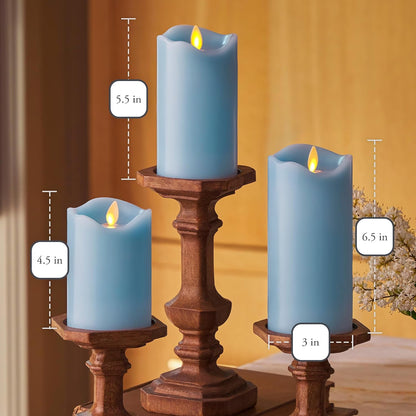 Matchless Candle Co. by Luminara Set of 3 Flameless LED Pillar Candles, Real Wax, Moving Flame (3x4.5, 3x5.5, 3x6.5 Inch, Unscented)