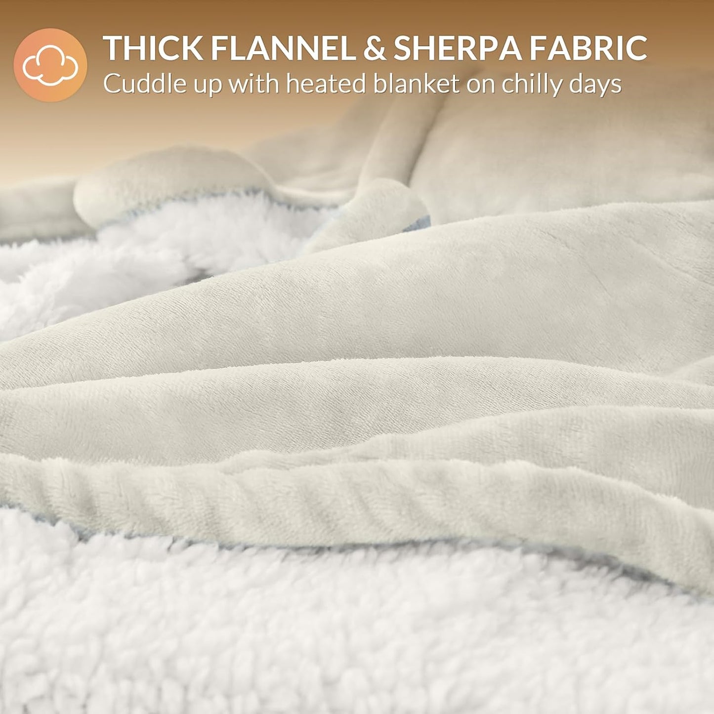 HOMLYNS LuxeHeat Heated Blanket Electric Blanket, Soft Flannel Sherpa Heated Throw, Heating Blanket with 5 Heat Settings, 3 hrs Timer Auto Shut Off (50x60 inches, Purple), Only for 120V Voltage Use