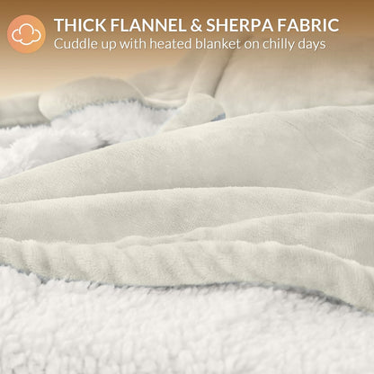 HOMLYNS LuxeHeat Heated Blanket Electric Blanket, Soft Flannel Sherpa Heated Throw, Heating Blanket with 5 Heat Settings, 3 hrs Timer Auto Shut Off (50x60 inches, Purple), Only for 120V Voltage Use