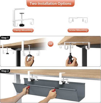 Univivi No Drill Under Desk Cable Management Tray, 36 inch Cable Management