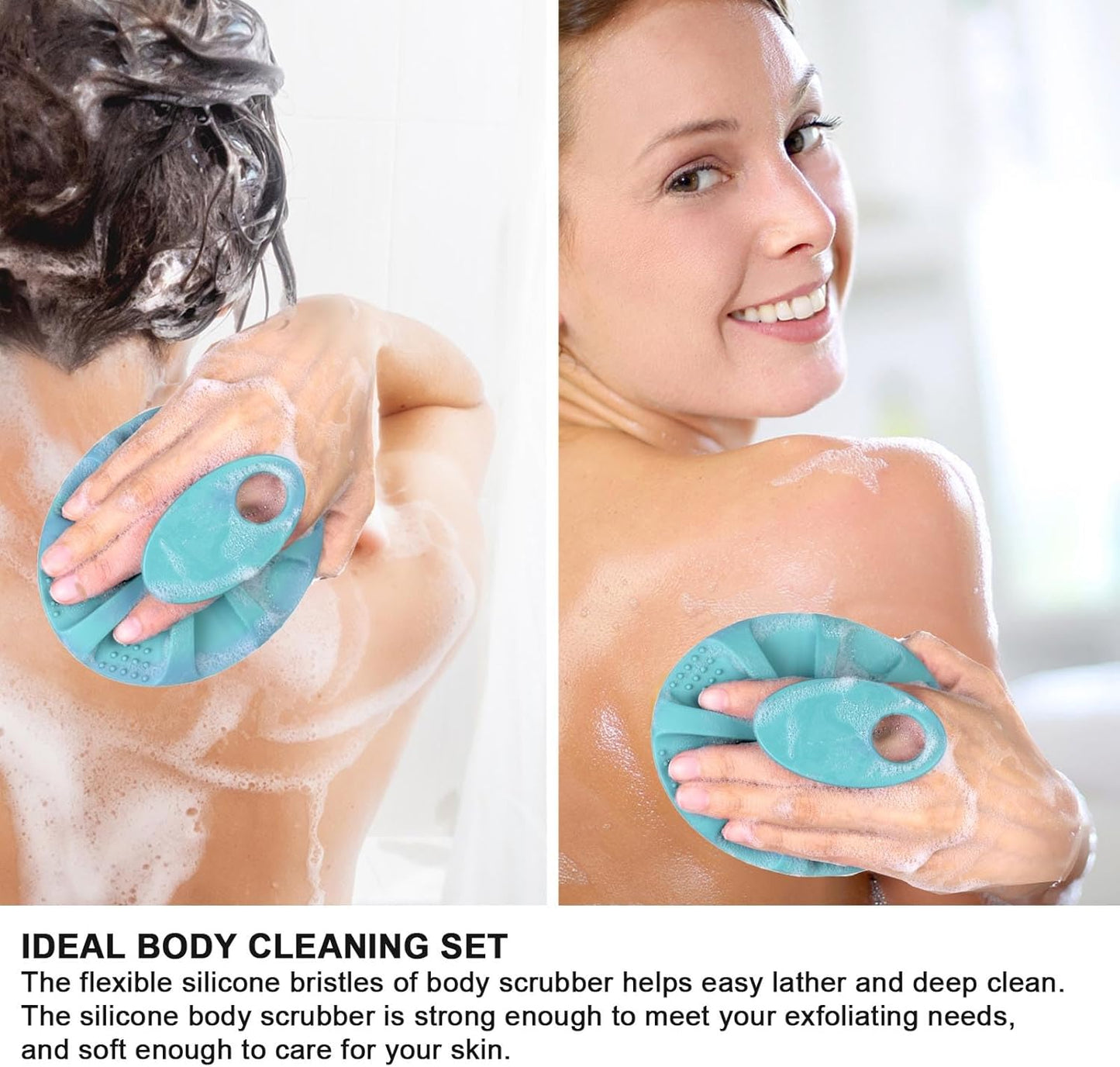 INNERNEED Soft Silicone Body Cleansing Brush Shower Scrubber, Gentle Exfoliating and Massage for All Kinds of Skin (Dark Green)