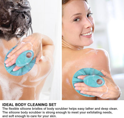 INNERNEED Soft Silicone Body Cleansing Brush Shower Scrubber, Gentle Exfoliating and Massage for All Kinds of Skin (Dark Green)