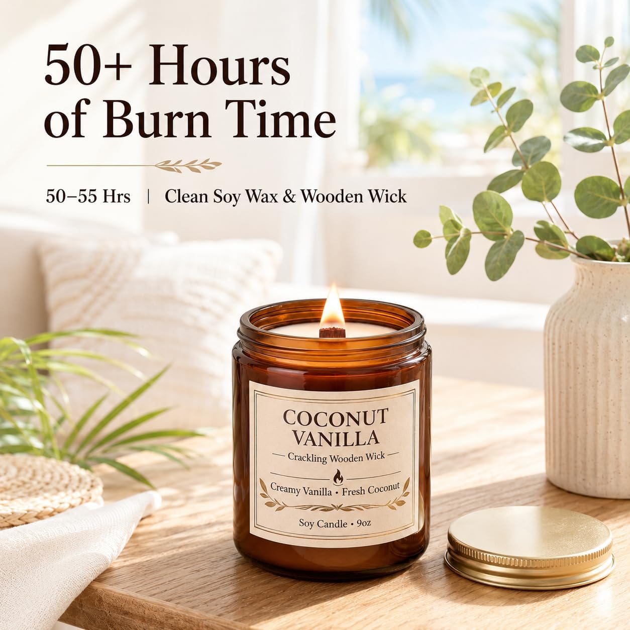Soy Candles Set of 4, 9oz Natural Soy Wax Aromatherapy Candles, Home Scented Candles with 4 Scents (Lavender, Amber Sandalwood, White Sage, Coconut Vanilla), Gifts for Mom, Women, Relaxation, Yoga