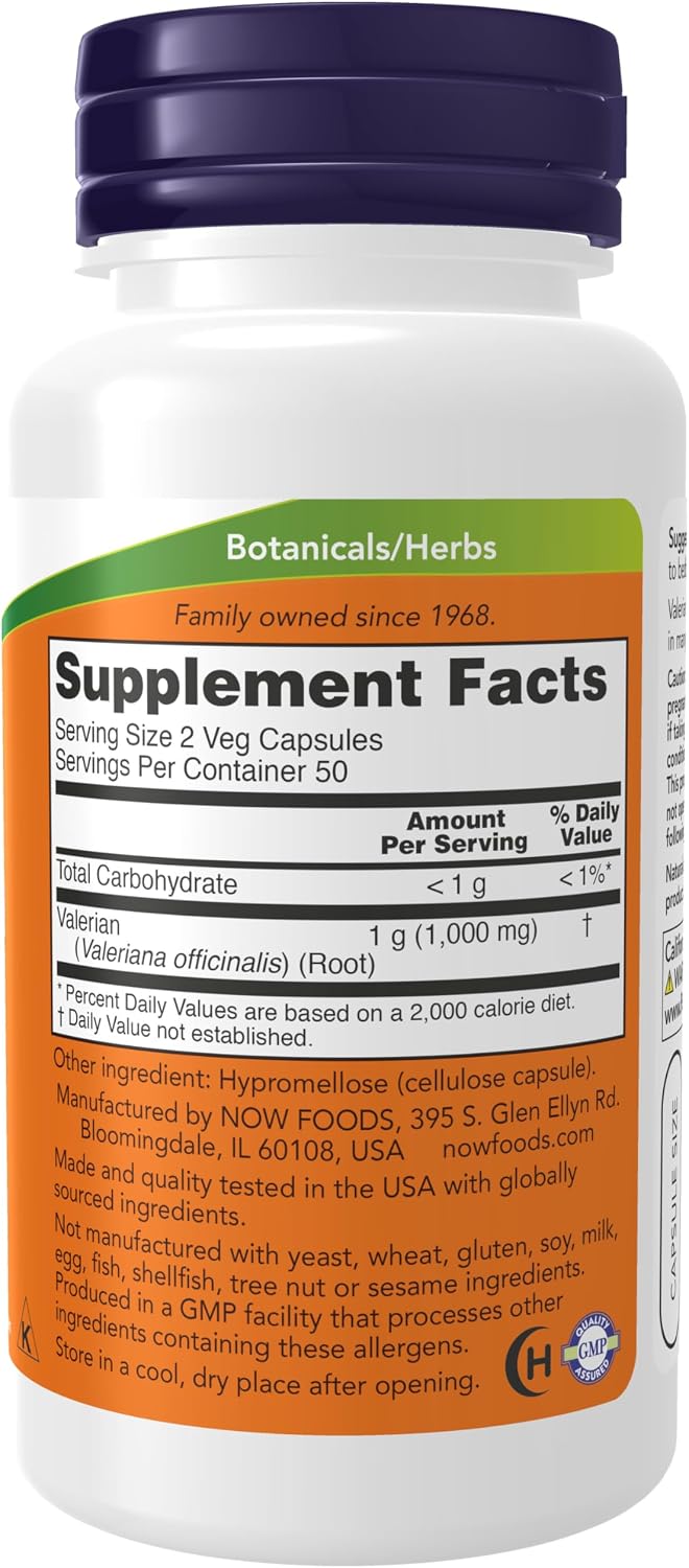 NOW Supplements, Valerian Root (Valeriana officinalis) 500 mg, 100 Veg Caps