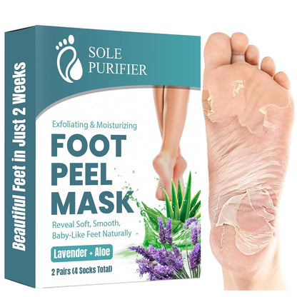 Foot Peel Mask 2 Pack, Exfoliating Foot Mask for Dead Skin & Callus Removal, Peeling Treatment with Lactic Acid, Aloe Vera & Lavender, Smooth Soft Feet at Home for Men & Women
