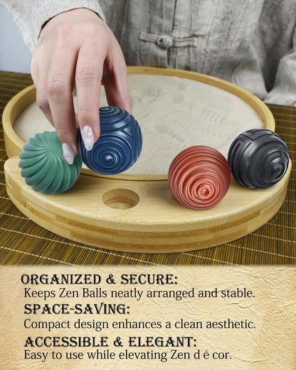 Artcome Jpanese Mini Zen Garden Kit for Desk - Bamboo Sand Tray with 4 Unique Zen Balls & Rake Tools - Relaxation and Meditation Sand Garden for Office, Home & Mindfulness Therapy - Ideal for Gift