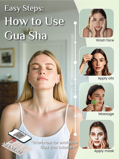 Rena Chris Gua Sha Facial Tools, Stainless Steel Guasha Tool for Acupuncture, Manual Massage Tool for Jawline Sculpting and Puffiness Reducing, Gua Sha Facial Massage Tool, Skin-Care Gift (Silver)