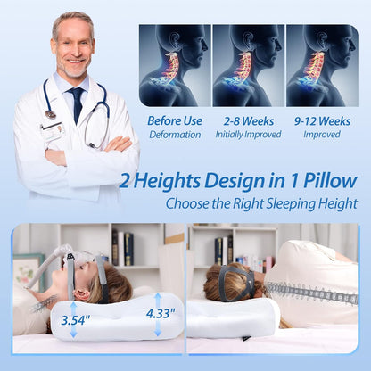 HOMCA CPAP Pillow for Side Sleeping, CPAP Nasal Pillows for All CPAP Masks Users to Reduce Air Leaks & Masks Pressure, Neck Support Pillows for Sleeping for Neck Pain Relief