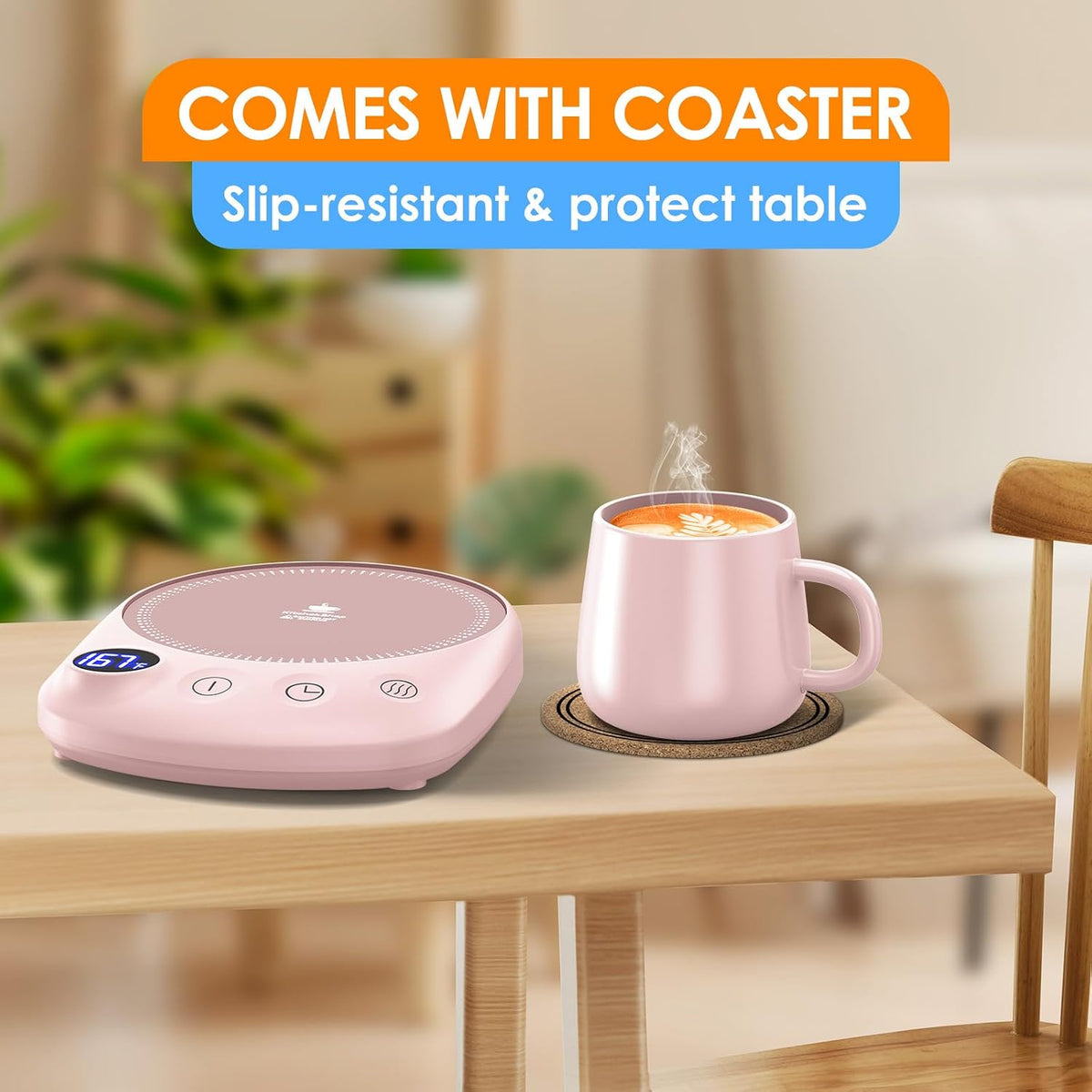 Coffee Mug Warmer - Fastest Heating & Highest Temperature, Coffee Cup Warmer for Desk Auto Shut Off, 4 Temp Settings & 1-12H Timer, Smart Electric Beverage Warmer for Coffee, Tea (Blue)