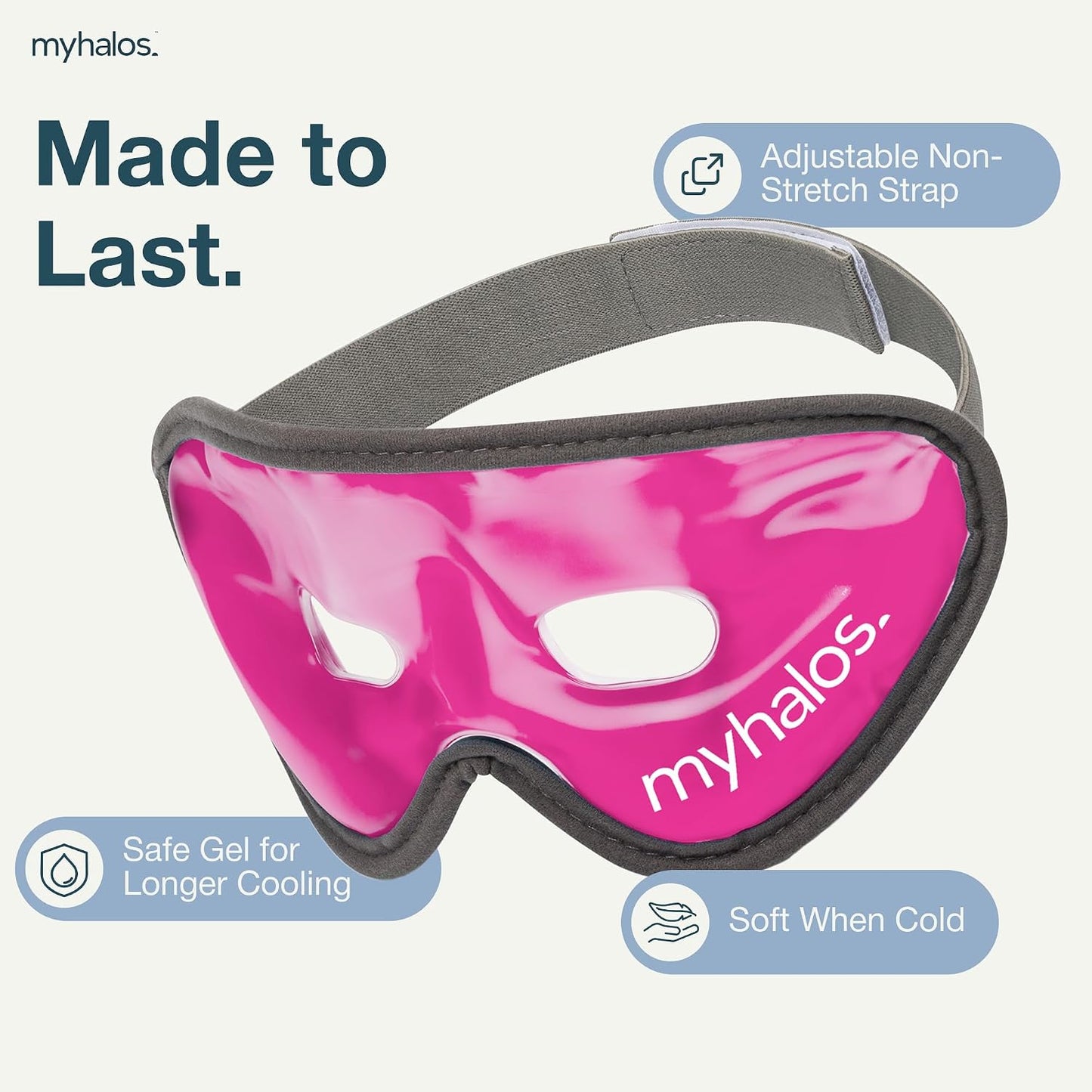 Cooling Eye Mask - Reusable Gel Eye Mask Cold Pack - Our Ice Eye Mask Soothes Puffy Eyes & Dark Circles - Relieve Your Headaches & Sinus Pain with Cold Eye Mask & Eye Gel Mask Therapy - Halos