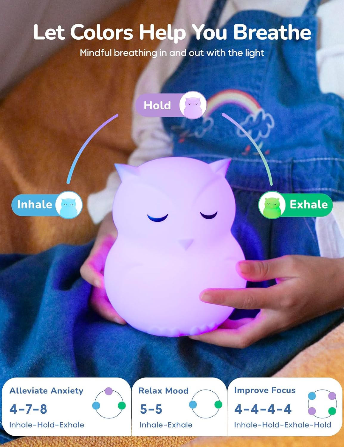 Breathing Pal 'Ted'- Mindfulness Breathing Light, Guided Visual Meditation Breathing Light, Anxiety Relief Items for Calm Down Corner/Meditation/Sleep for Adult&Kid
