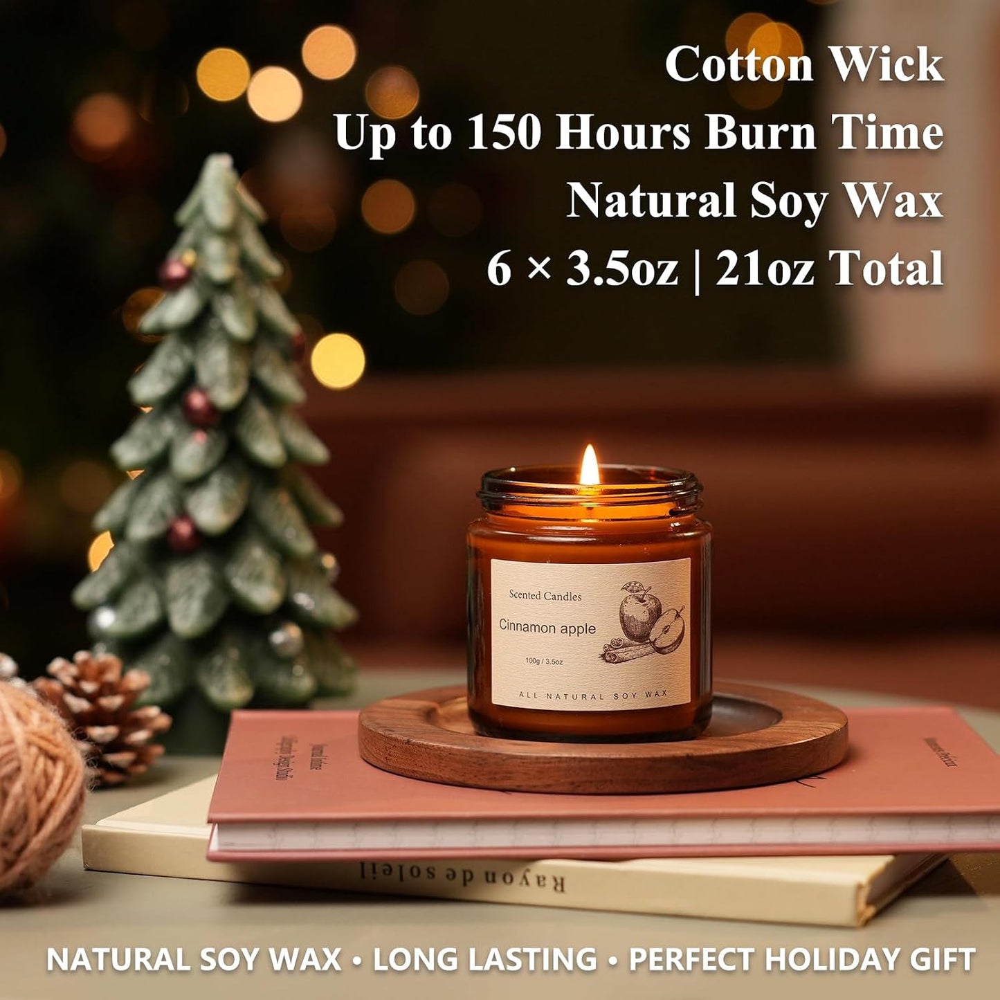 Scented Candles for Home,8 Pack Soy Wax Candle Set,Scented Candles Gift Set,Aromatherapy Candles, Amber Jar Vintage Apothecary Style, 8 Scents Gift Set