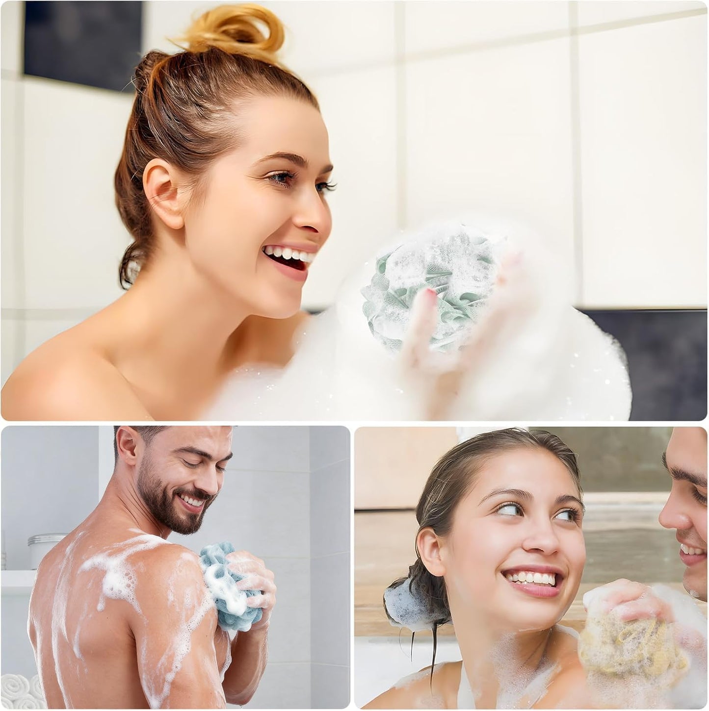 Yoget 4 Pack Shower Loofah Sponge, 60G Bath Loofa Exfoliating Body Scrubber
