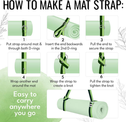 TECEUM 2 IN 1 Yoga & Mat Strap for Stretching – Cotton – 6/8/10 ft