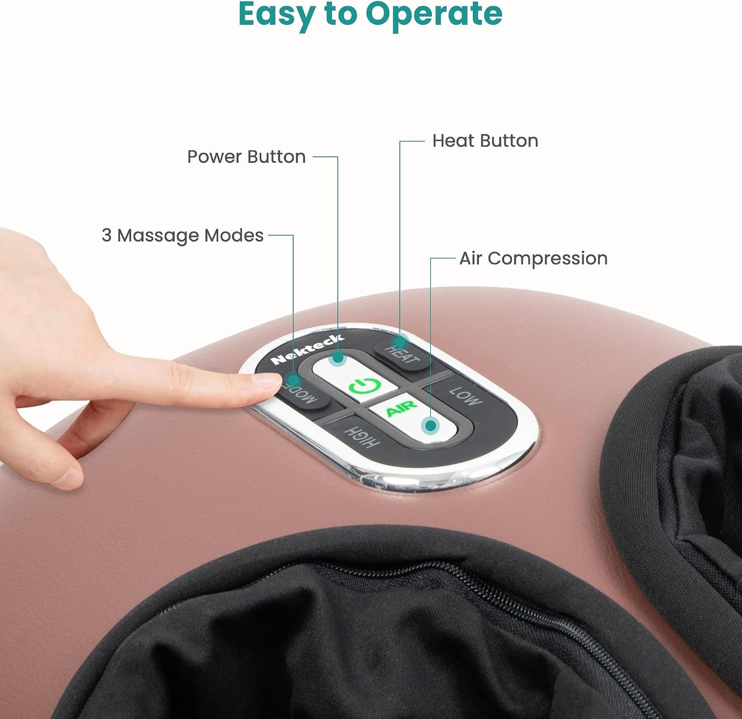Nekteck Shiatsu Foot Massager with Heat [2026 Upgraded], 3 Modes Deep Kneading Therapy Air Compression, Feet Massage for Plantar Fasciitis, Relaxation Gifts for Men Women Mom Dad Birthday