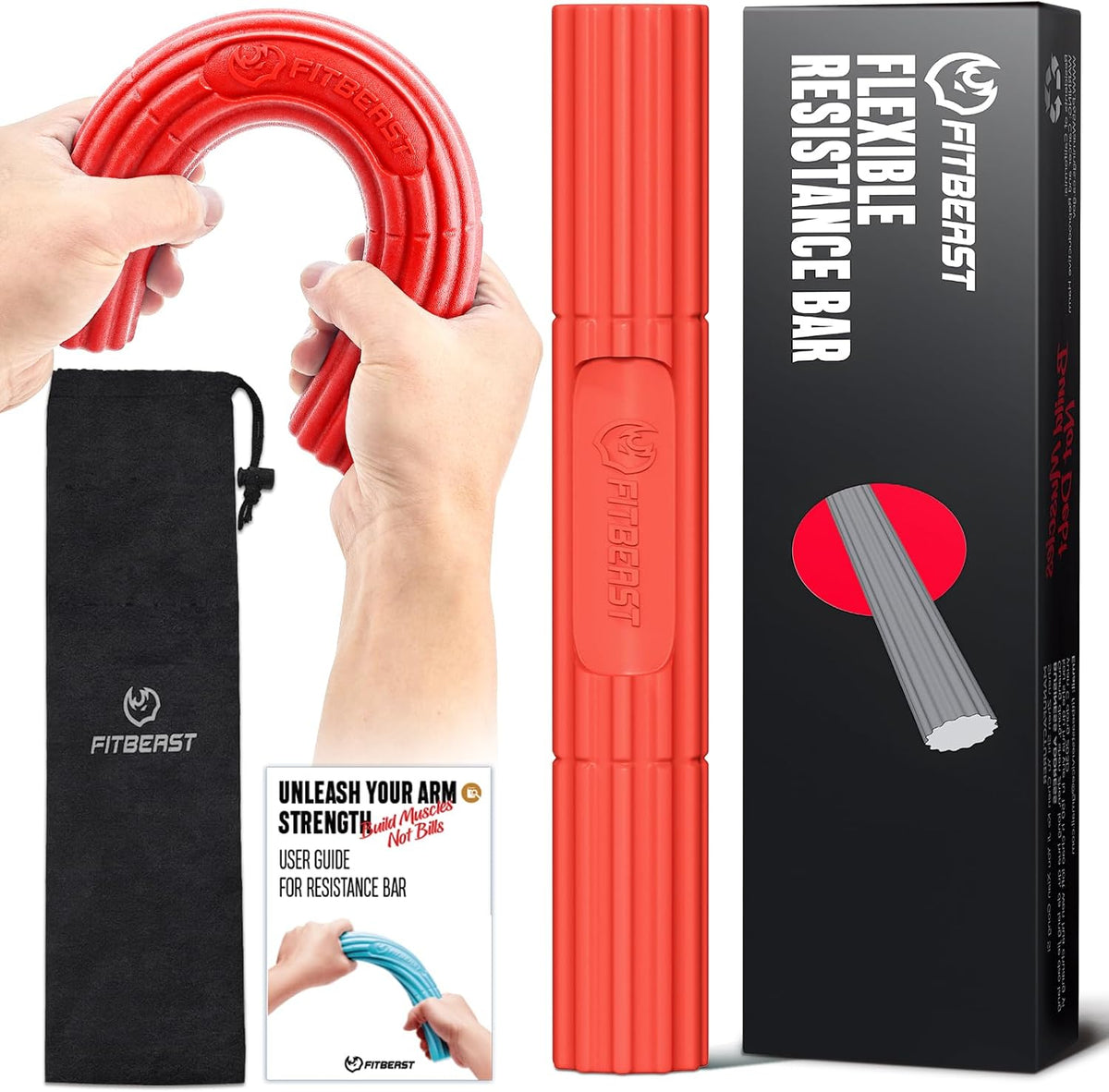 FitBeast Flex Therapy Bar, Tennis Elbow Therapy Bar - Ideal for Relieve Tendonitis Pain & Improve Grip Strength, Fitness Resistance Bar for Golfers Elbow & Tendinitis, Twist Bar for Physical Therapy
