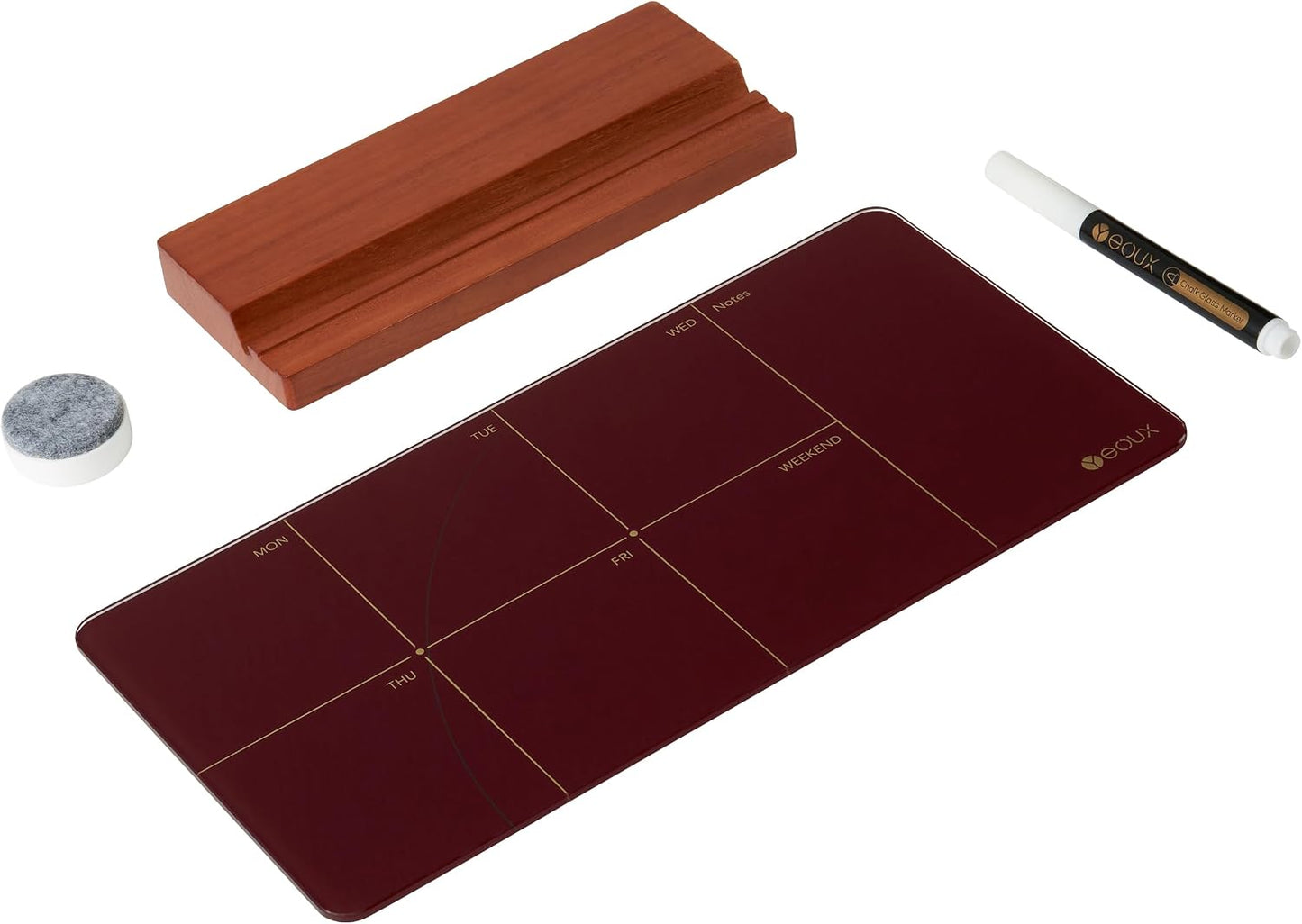 Desktop Glass Weekly Planner Whiteboard with Detachable Wood Stand,Small Portable Dry Erase Calendar to Do List White Board 12x6" for Office, Home, Schools, Marker&Eraser Included, Yeoux