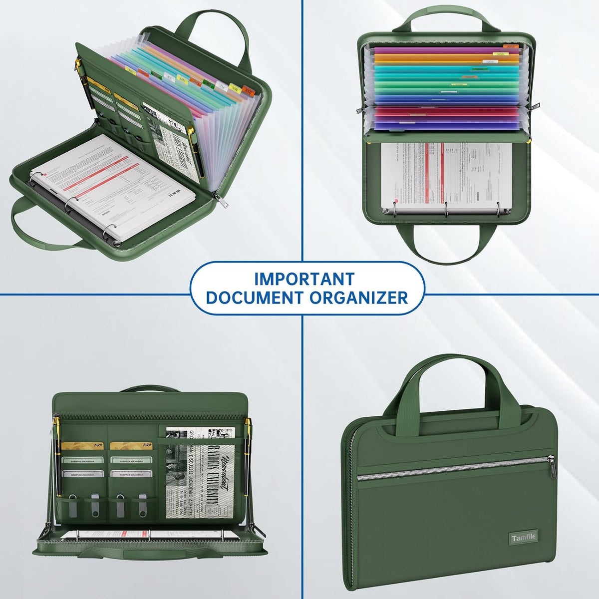 Tamfile Fireproof Accordion File Folder with Handle, Document Organizer