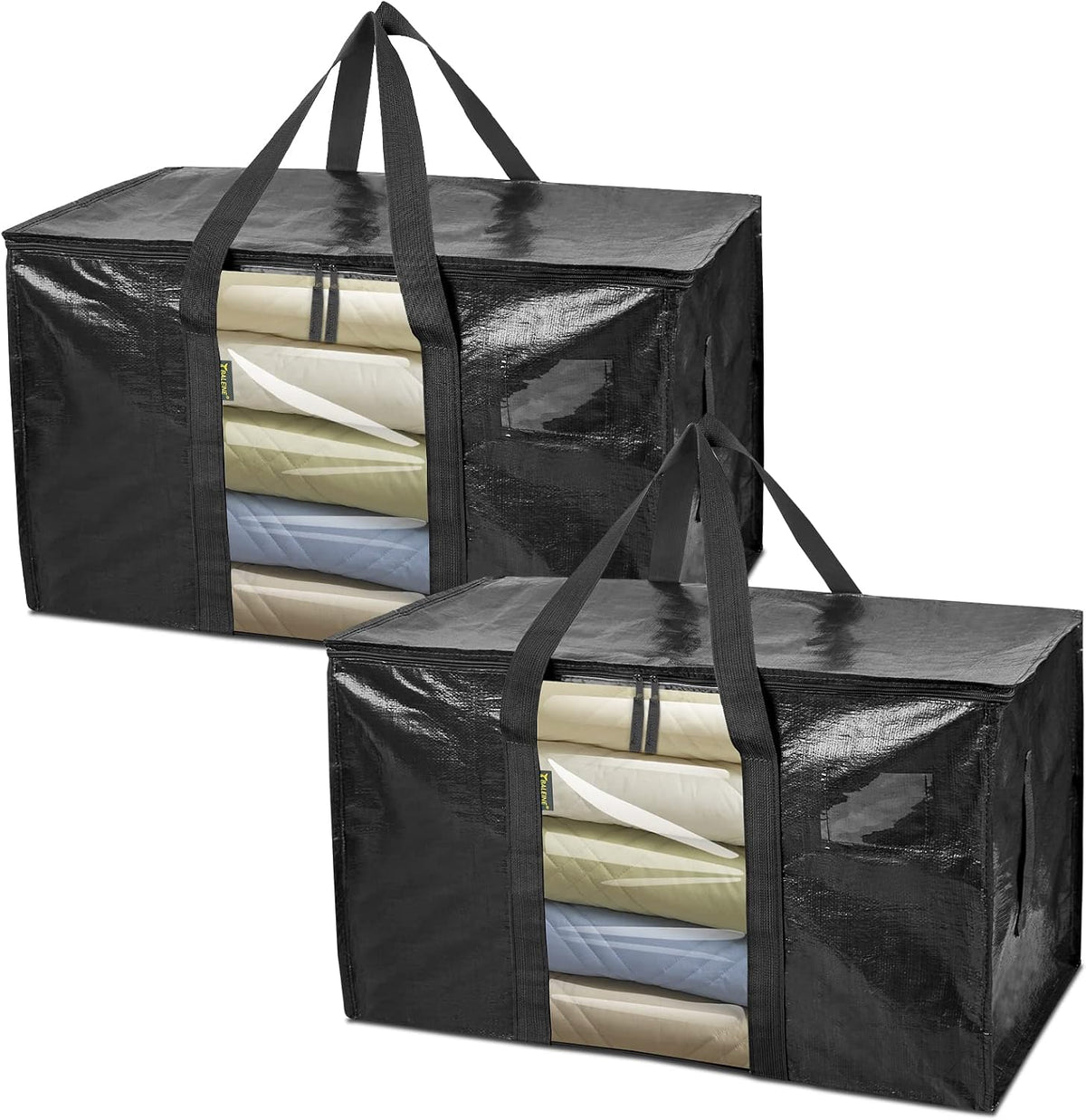 BALEINE Oversized Moving Bags with Reinforced Handles, Heavy-Duty Storage Tote for Clothes, Moving Supplies (Clear)