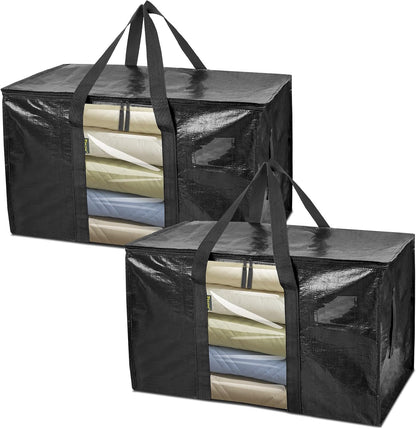 BALEINE Oversized Moving Bags with Reinforced Handles, Heavy-Duty Storage Tote for Clothes, Moving Supplies (Clear)