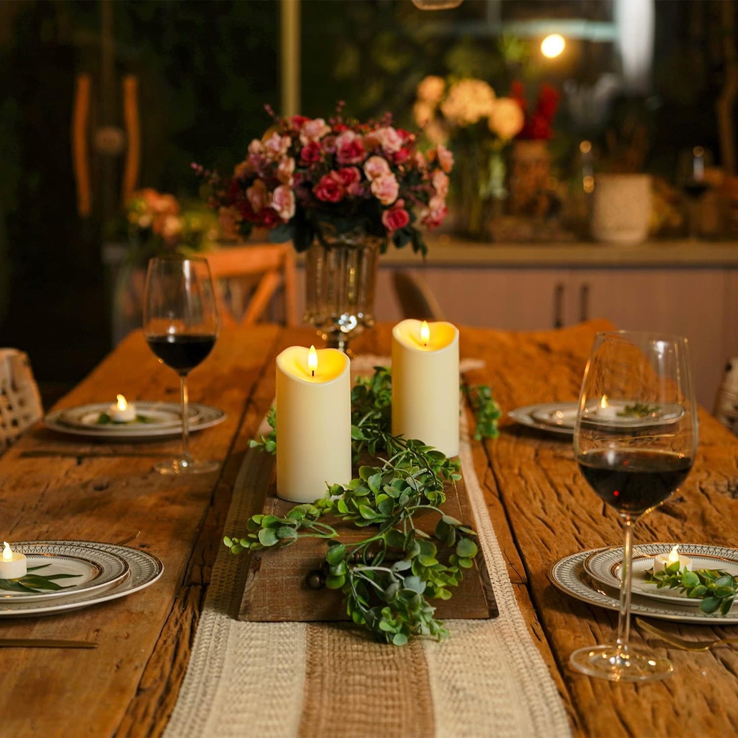 Homemory 6"x3" Outdoor Waterproof Flameless Candles, LED Candles, Battery Operated Candles with Remote and Timers, Electric Fake Plastic Pillar Candles, Ivory White, Set of 2