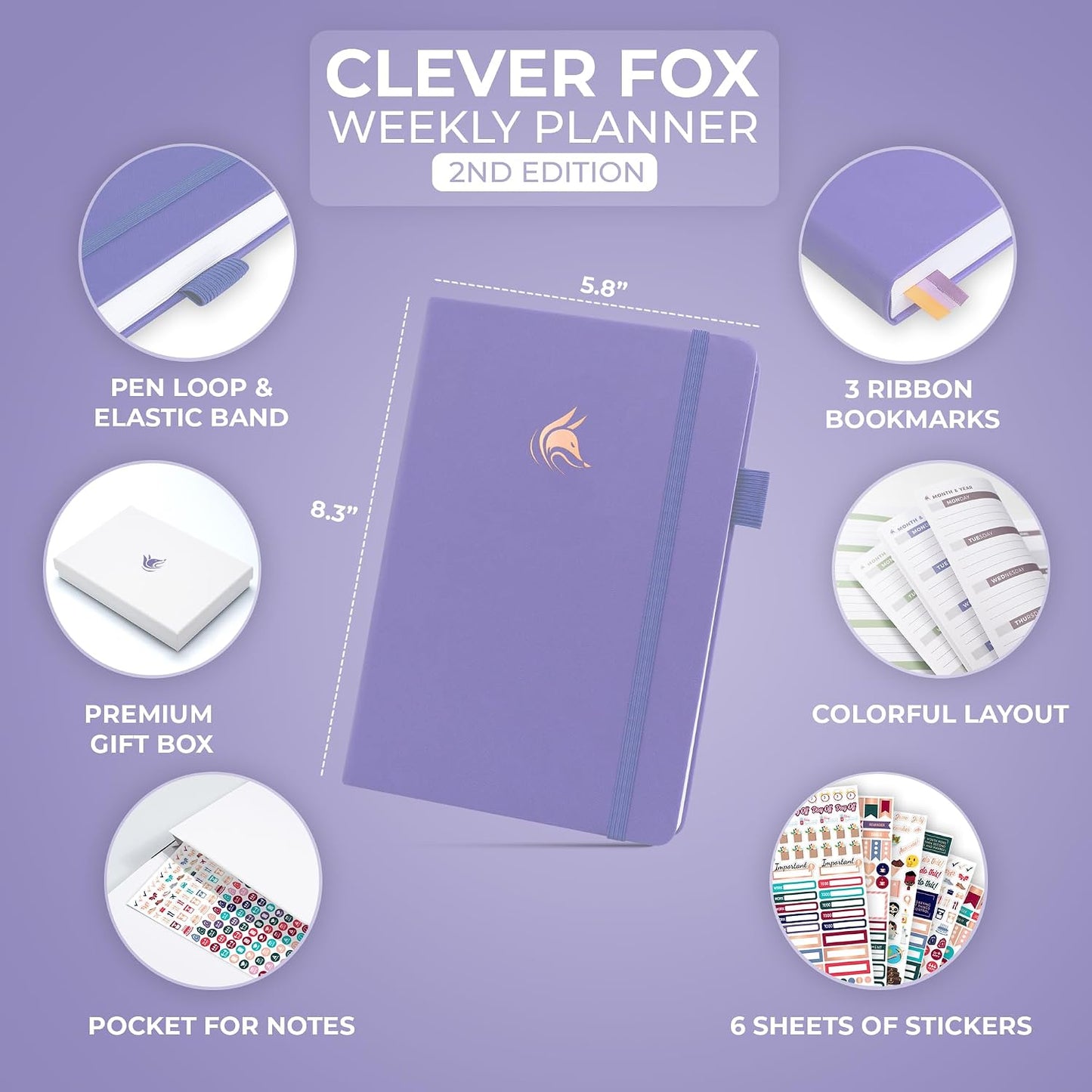 Clever Fox Planner 2nd Edition – Colorful Weekly & Monthly Goal Planner, Time Management & Productivity Organizer, Undated, A5 (Dark Teal)