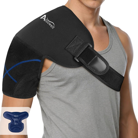 Atsuwell Shoulder Ice Pack Wrap & Brace for Rotator Cuff Cold Therapy, L