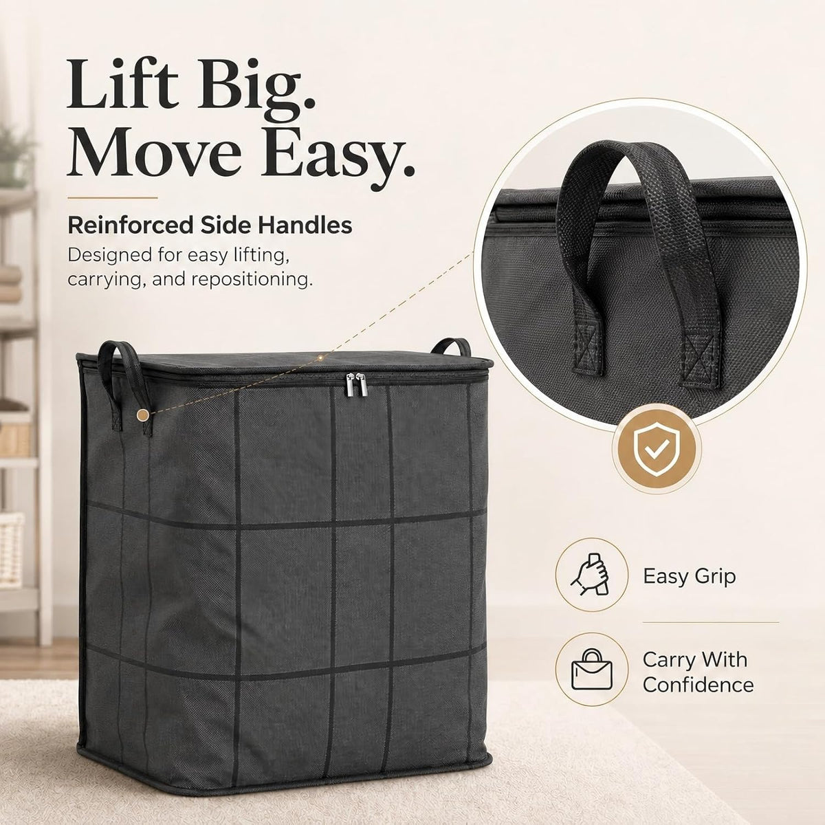 XXL Foldable Storage Bag with Reinforced Handles Portable Moving, L