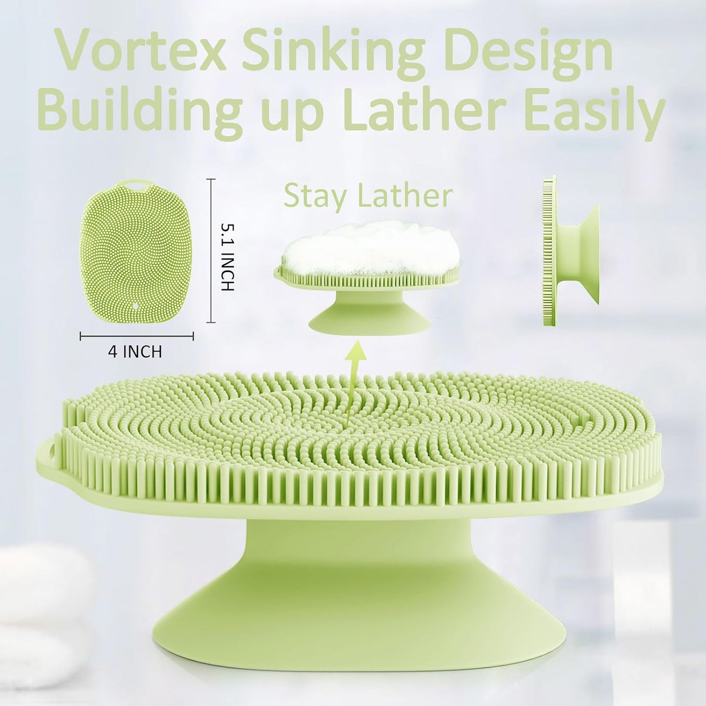 Soft Silicone Body Scrubber, Gentle Like a Hand Exfoliating Your Skin and Build Up Lather Easily, Back Large Suction Cup Easy to Store, Long-Lasting & Deep Clean (Pink)