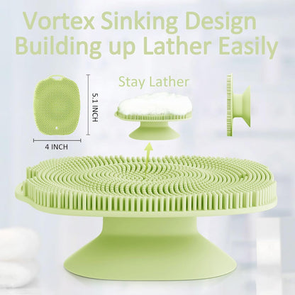 Soft Silicone Body Scrubber, Gentle Like a Hand Exfoliating Your Skin and Build Up Lather Easily, Back Large Suction Cup Easy to Store, Long-Lasting & Deep Clean (Pink)