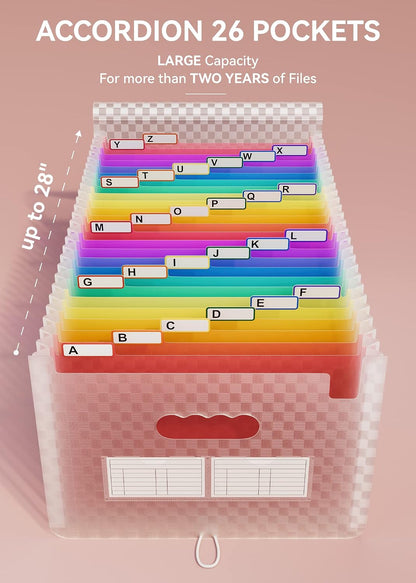 ABC life 26 Pockets Accordion File Organizer, Expanding File Folders