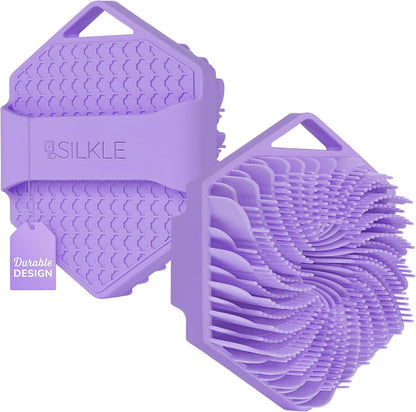 SILKLE Silicone Body Scrubber – Gentle Exfoliating Shower Scrubber for Body & Bath, Silicone Shower Brush & Loofah Alternative – Non-Slip Silicone Body Brush, Quick Dry, Hygienic - Pink