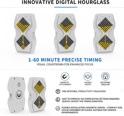 Visual Hourglass Timer, 1-60 Minute Countdown Magnetic Digital Timer, Buzzer Alert & Dimmable Night Light, Sand Timer for Kids Learning, Classroom, Cooking, Fitness,Kitchen(Black)
