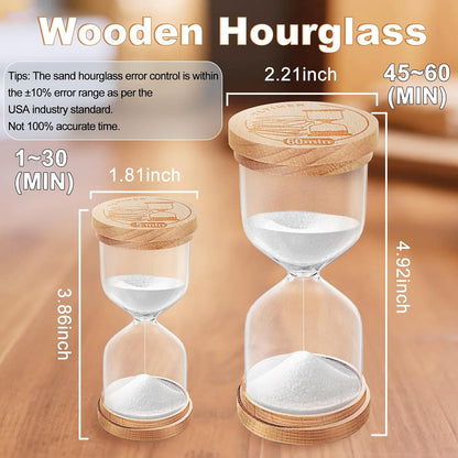 1 Minute Sand Timer, Wooden Sand Hourglass, Small Blue Hourglass, Sandglass Clock 1 Min for Classroom,Game,Decorative (Black)