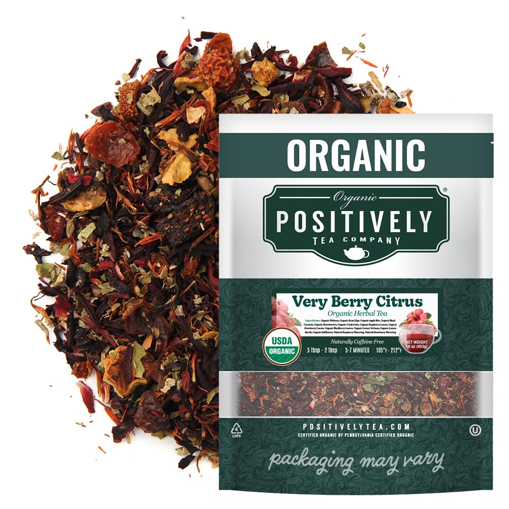 Positively Tea, Organic Very Berry Citrus, Herbal Tea, Loose Leaf, 16 Ounce