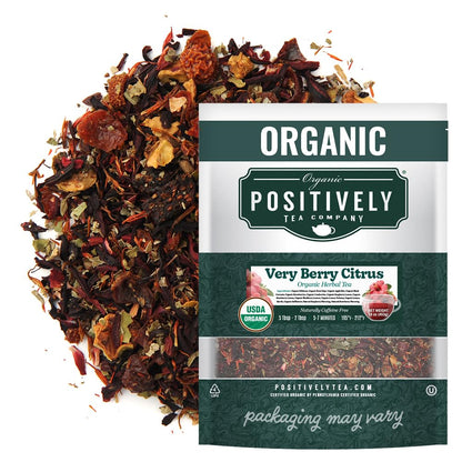 Positively Tea, Organic Very Berry Citrus, Herbal Tea, Loose Leaf, 16 Ounce