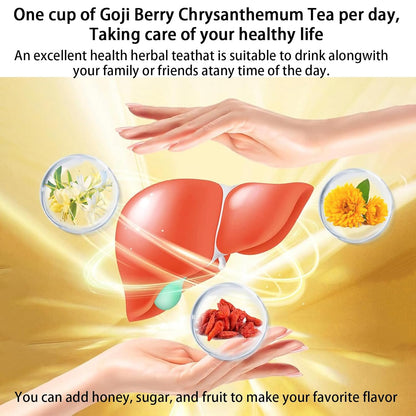 Goji Berry Chrysanthemum Tea for Liver Health, Dandelion Wolfberry Tea Bags, 8 Excellent Raw Material Formulas, Liver Cleanse & Detox Herbal Tea Bags, Vegan, Sugar-Free & Caffeine-Free (1BOX (15Bag))