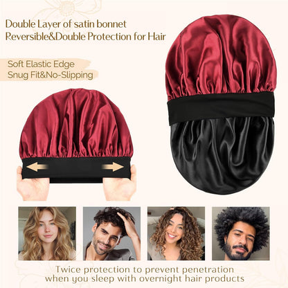YANIBEST Silk Bonnet for Men Women Hair Bonnet for Sleeping Double Layer Satin Bonnet for Natural Curly Hair Unisex Sleep Cap