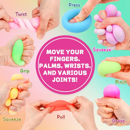 12 Pack Slow Rising Stress Ball,Stress Balls for Kids Adults,Stretchy Fidget Toys for Stress Relief,Hand Therapy Sensory Squishy Ball, Squishy Toys for Kids, Classroom Prize Box Party Favors
