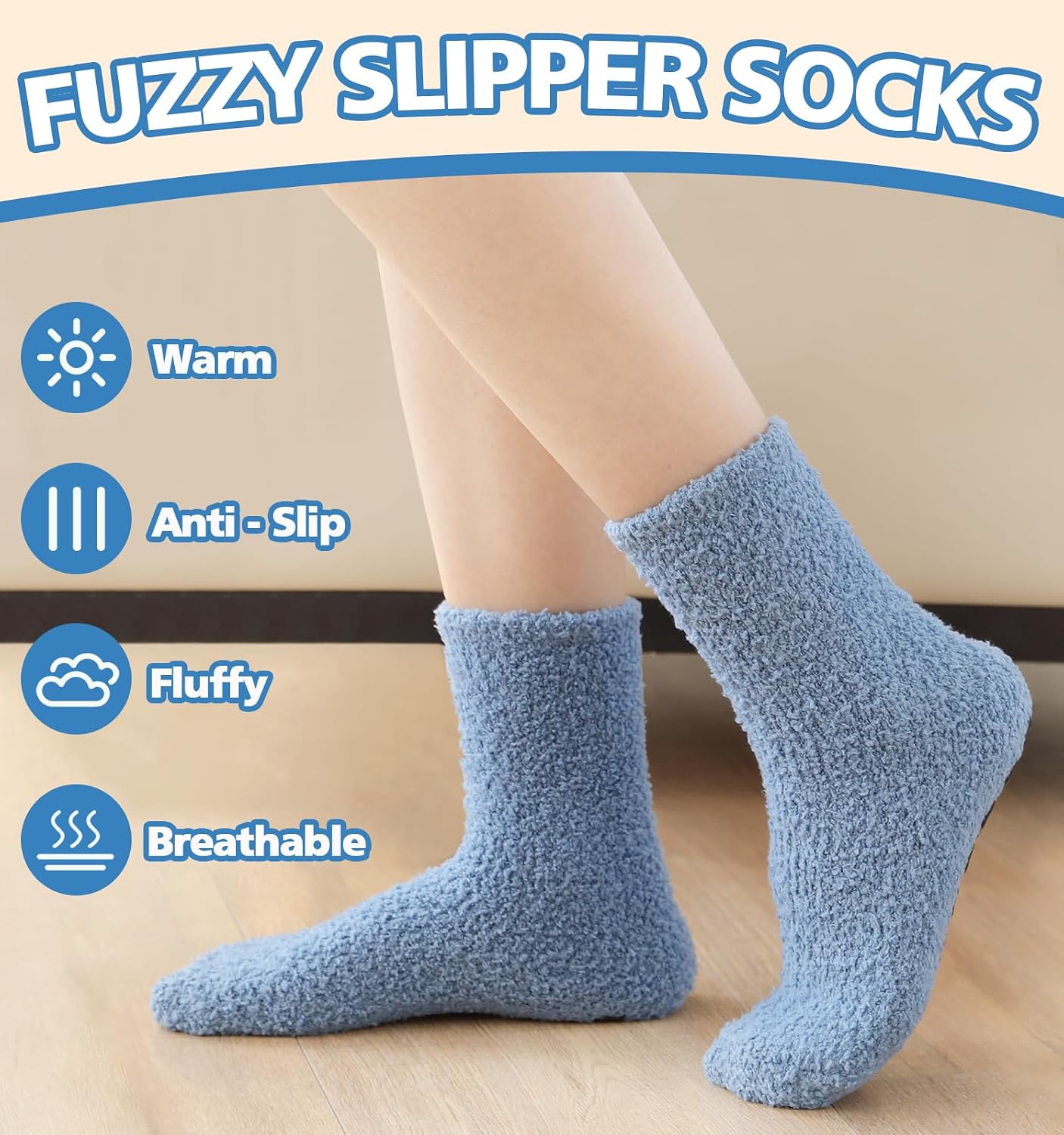 Slipper Socks for Women Men Grip Hospital Socks with Grips Fuzzy Non Slip Warm Womens Gifts