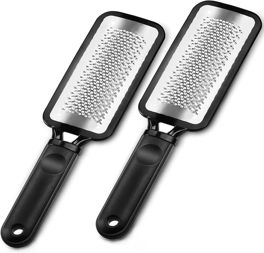 Foot Rasp Foot File, 2 Pcs Stainless Steel Pedicure Callus Remover for Feet, Professional Foot Care Tools for Pedicure to Removes Hard Skin Corns for Dry and Wet Feet