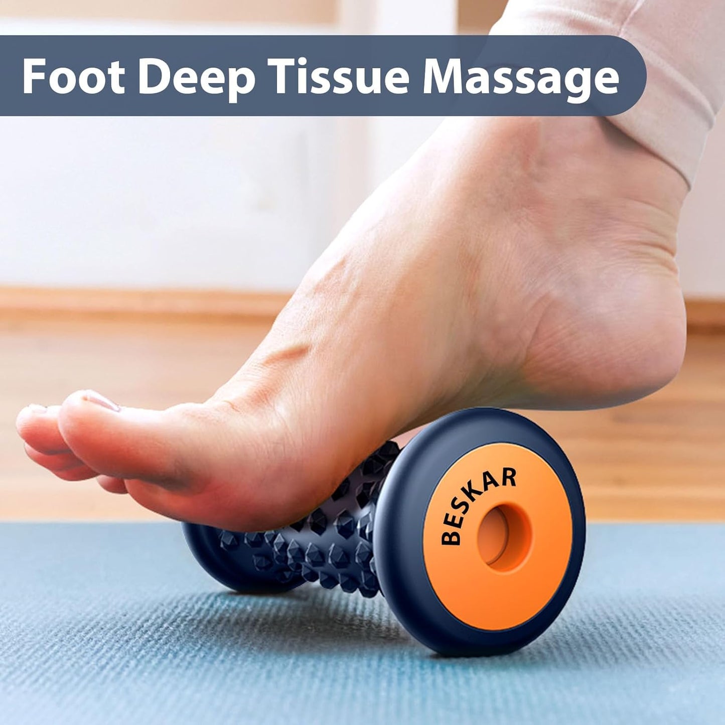 BESKAR Foot Massage Roller for Plantar Fasciitis Relief, Portable Reflexology Tool Pressure Point Massage Rollers, Deep Tissue Massages for Relieving Feet Arch Heel Pain, Myofascial Pain Syndrome