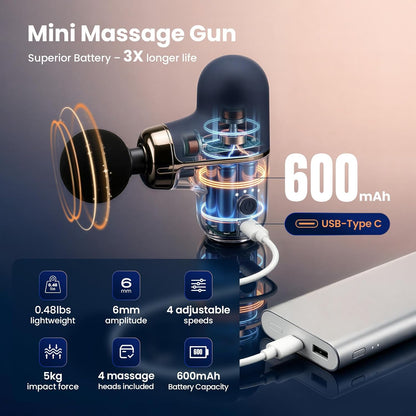 Rika Mini Massage Gun, Deep Tissue Percussion Massager, Ultra-Quiet Portable Handheld Muscle Massager for Athletes, Travel Massager for Home Gym Office, Green Gift for Women