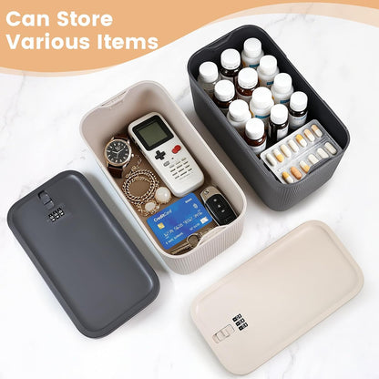 Small Lock Box, Lockable Storage Box with Combination Code for Medication Safe, Medicine Lock Box for Pills/First Aid Kits/Food/Snack Phone Jail, Locked Container for Home/Fridge/Office/School (Pink)