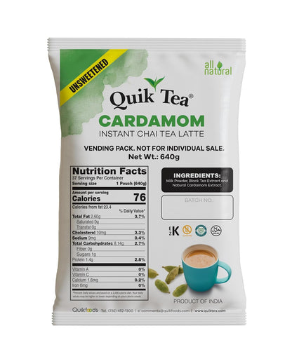 QuikTea Lemongrass Unsweetened Chai Tea Latte - Naturally Caffeine-Light, Preservative-Free, No Sugar Added – 640g of Perfection, Gluten Free, Kosher