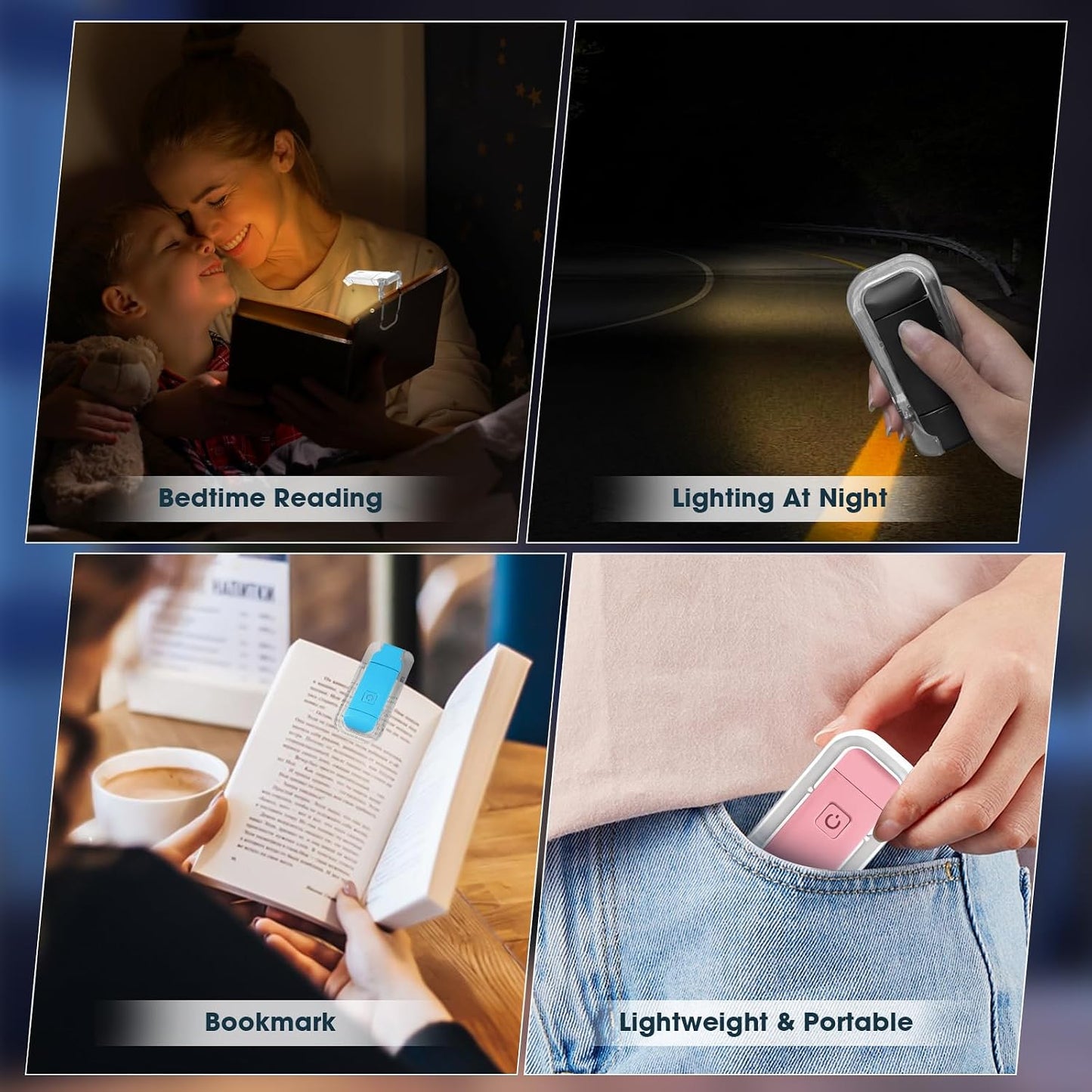 VZZNN 12 Pack Reading Light,Rechargeable Book Light for Reading in Bed,Clip-On Book Lights with 3 Color Temperature,Bulk Gifts for Book Lovers Kids Adults（White）