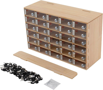 Wooden Mobile Phone Charging Station with 40 Slots - Wallmounted Or Standalone Acrylic Nizer with Key Lock for Office Classroom Gym - Secure Device Storage Solution,40 Slots