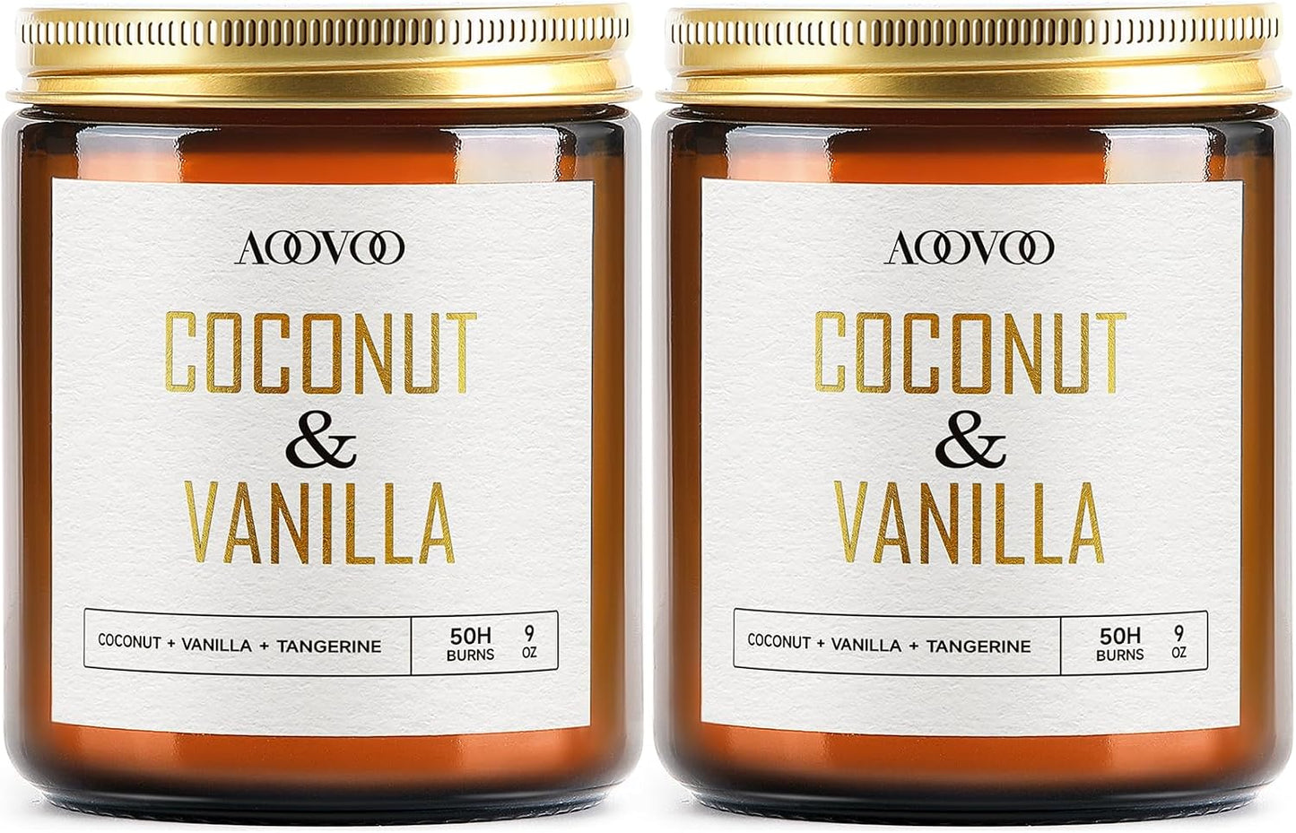 AOOVOO Coconut Vanilla Candles - 9 oz Scented Candles, Aromatherapy Candle, Soy Candle for Home Scented