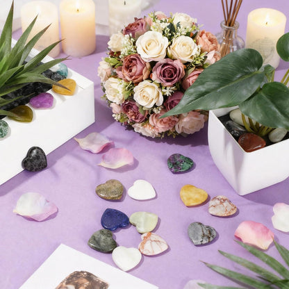 Nuenen 72 Pcs Heart Worry Healing Stone 0.8 in Polished Crystal Chakra Gems