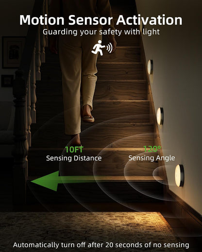 EZVALO RGB Under Cabinet Puck Lights with Remote, Motion Sensor Lights